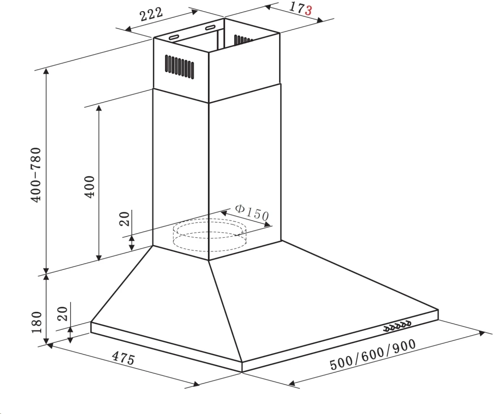 Вытяжка каминная Weissgauff Zosma 50 PB WH белый управление: кнопочное (1 мотор)