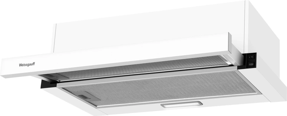 Вытяжка встраиваемая Weissgauff Tel 06 1M WE белый управление: кулисные переключатели (1 мотор)  