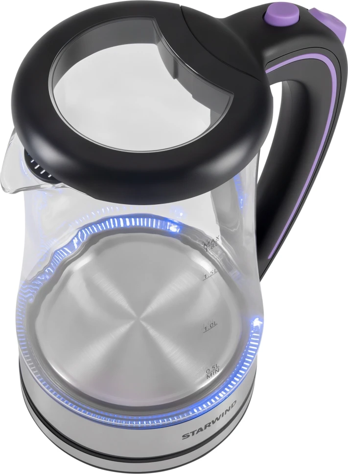 Чайник электрический Starwind SKG4045 1.8л. 1800Вт черный/серебристый корпус: стекло  