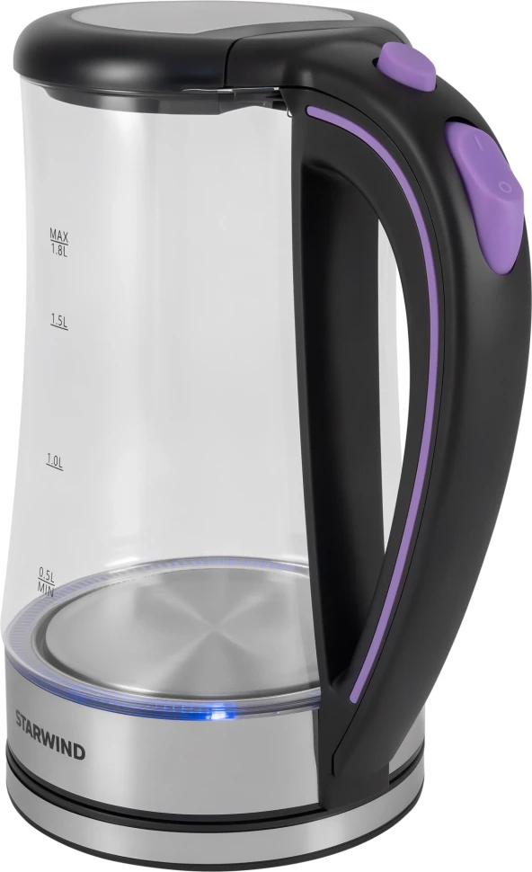Чайник электрический Starwind SKG4045 1.8л. 1800Вт черный/серебристый корпус: стекло  