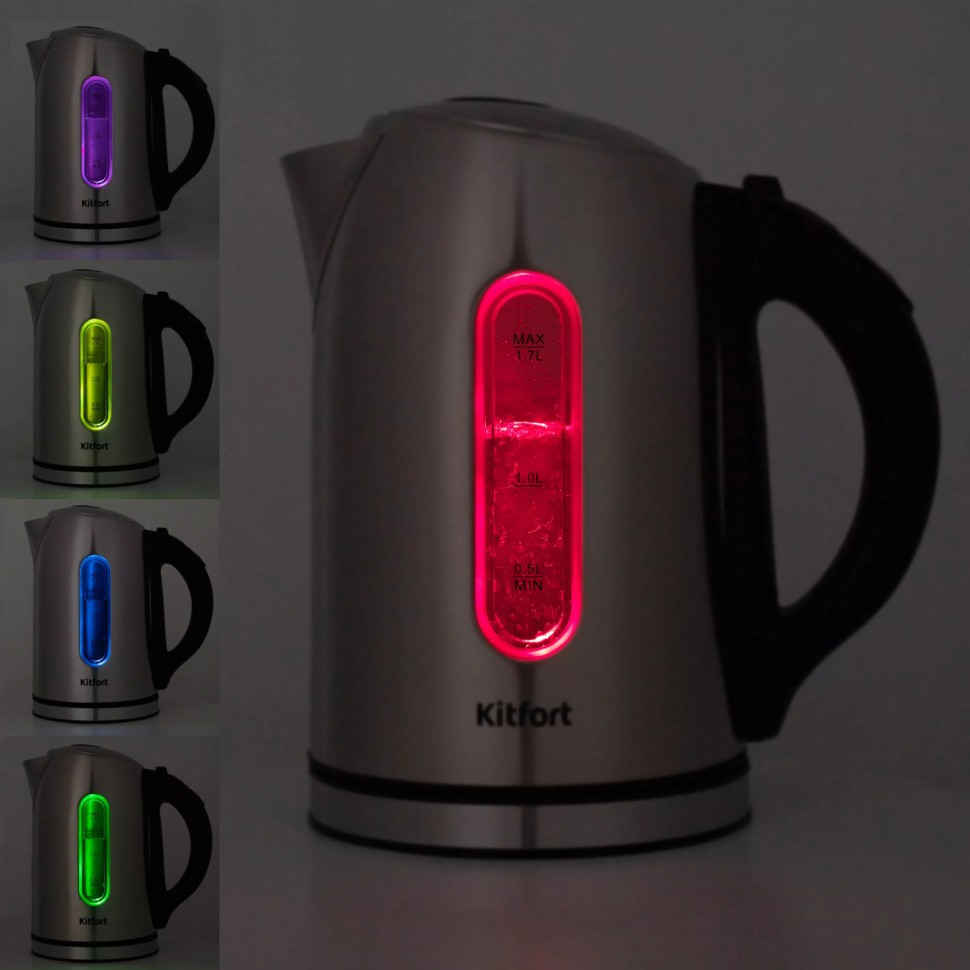 Чайник электрический Kitfort КТ-6106 1.7л. серебристый корпус: металл/пластик  