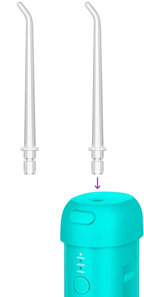 Ирригатор Kitfort КТ-2988 портатив. 2насад. белый/бирюзовый  
