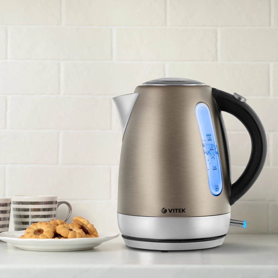 Чайник электрический Vitek VT-7025 1.7л. 2100Вт бронзовый корпус: металл/пластик  