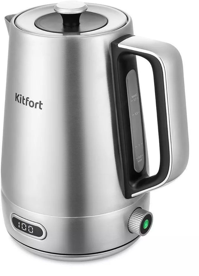 Чайник электрический Kitfort КТ-6182 1.7л. 2200Вт серебристый/черный корпус: металл/пластик  