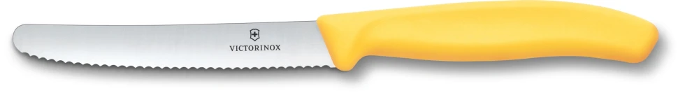 Нож кухонный Victorinox Swiss Classic (6.7838.C1) стальной столовый для овощей лезв.110мм серрейт. заточка желтый  