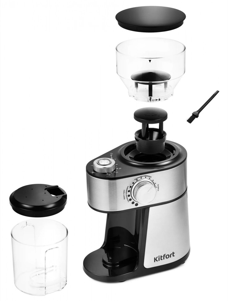 Кофемолка Kitfort КТ-717 200Вт сист.помол.:жернова вместим.:100гр нержавеющая сталь/черный