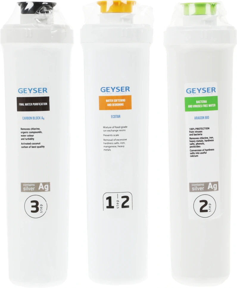 Комплект картриджей Гейзер для Смарт Био 521 для проточных фильтров (упак.:3шт)  