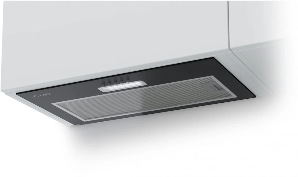 Вытяжка встраиваемая Lex GS Bloc LIGHT 600 черный управление: кнопочное (1 мотор)  