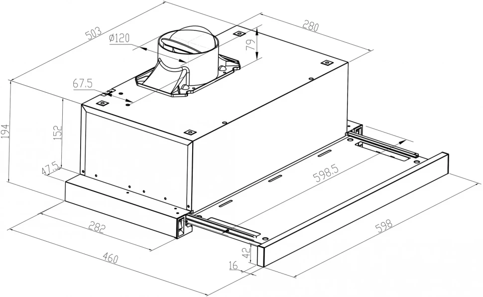 Вытяжка встраиваемая Meferi Power SLIDEBOX60WH белый управление: кнопочное (1 мотор)