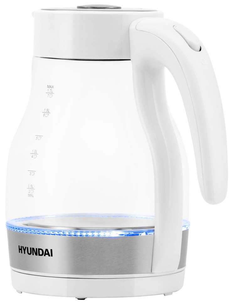 Чайник электрический Hyundai HYK-G3802 1.7л. 2200Вт белый/серебристый корпус: стекло  