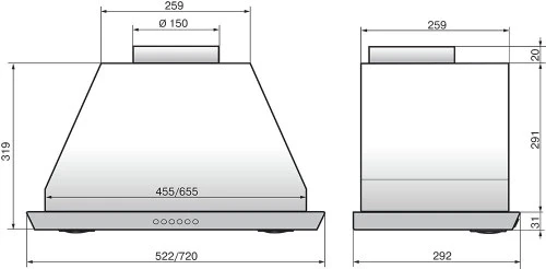 Вытяжка встраиваемая Elikor Врезной блок 52Н-1000-Э4Д нержавеющая сталь управление: кнопочное (1 мотор)