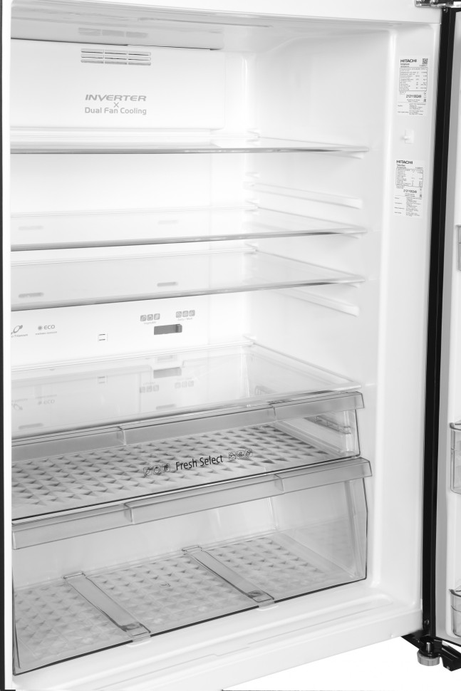 Холодильник Hitachi R-VG660PUC7-1 GBK 2-хкамерн. черный стекло инвертер