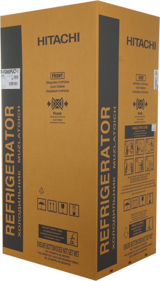 Холодильник Hitachi R-VG660PUC7-1 GBK 2-хкамерн. черный стекло инвертер