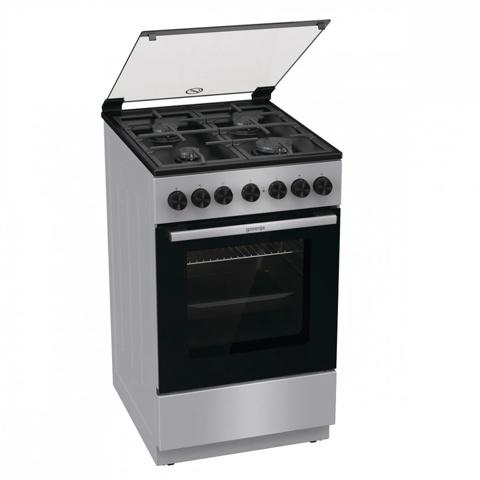 Плита Комбинированная Gorenje GK5B44SF серебристый (стеклянная крышка) реш.чугун  