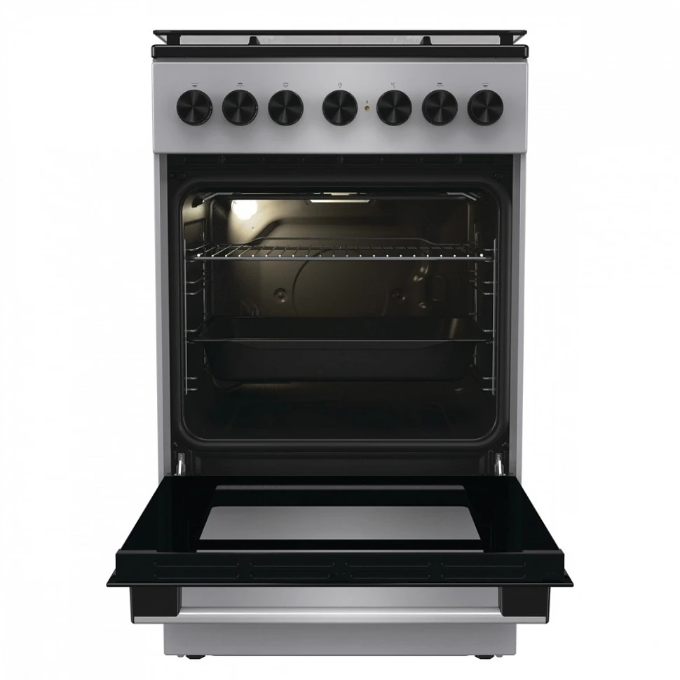 Плита Комбинированная Gorenje GK5B44SF серебристый (стеклянная крышка) реш.чугун  