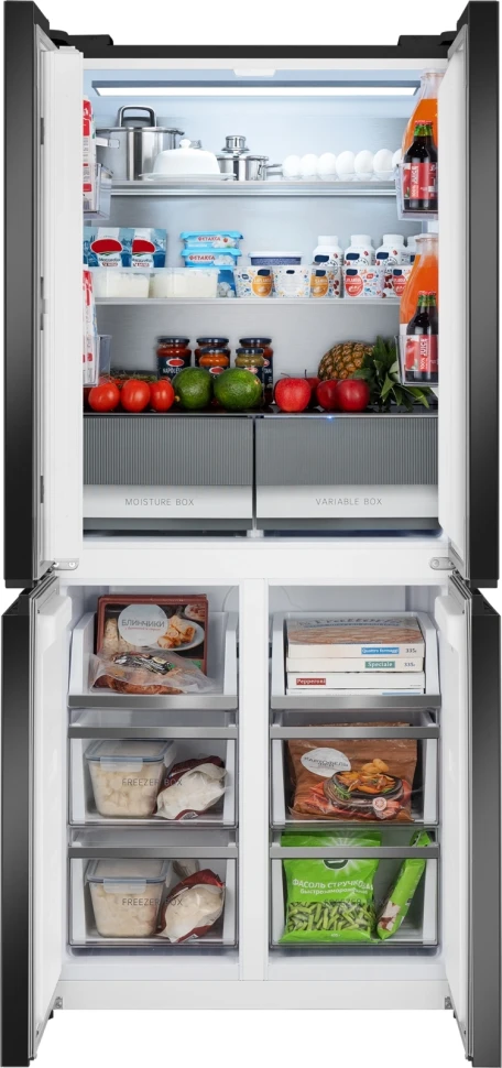 Холодильник Weissgauff WCD 450 Rock Glass NoFrost Inverter 3-хкамерн. графит темный инвертер