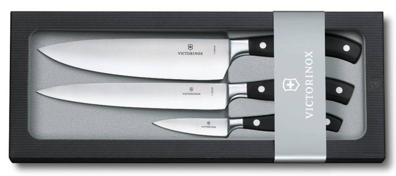 Набор ножей кухон. Victorinox Grand Maitre Chefs 7.7243.3 (7.7243.3) компл.:3предм. черный подар.коробка