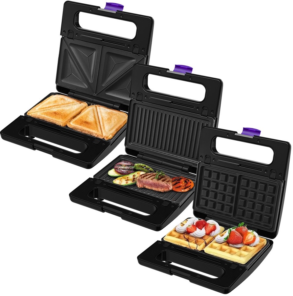 Вафельница Kitfort КТ-3611 800Вт черный/фиолетовый