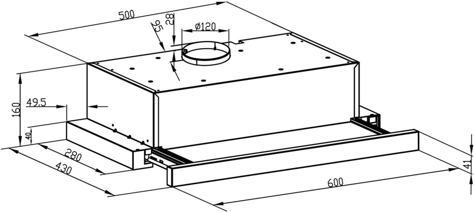 Вытяжка встраиваемая Lex Hubble 2M 600 белый управление: кнопочное (2 мотора)