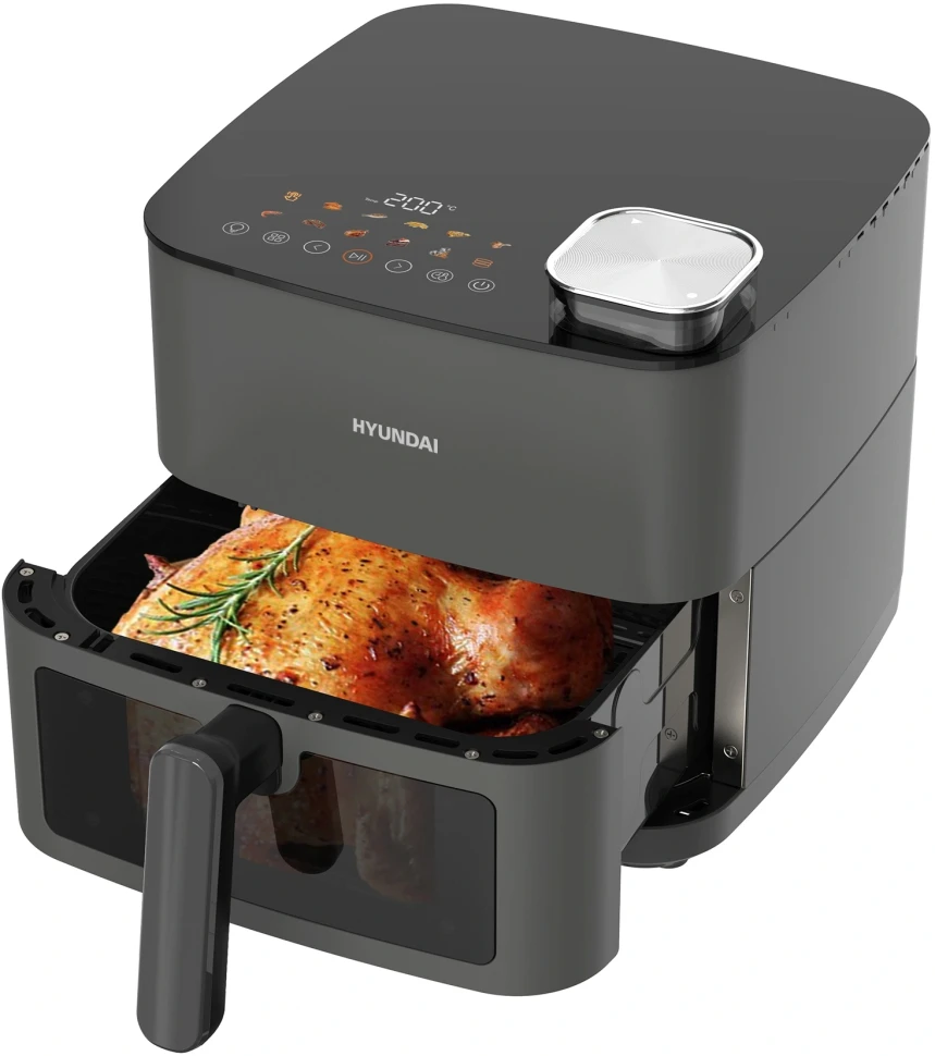 Аэрогриль Hyundai HYF-9085 2000Вт темно-серый/серебристый  