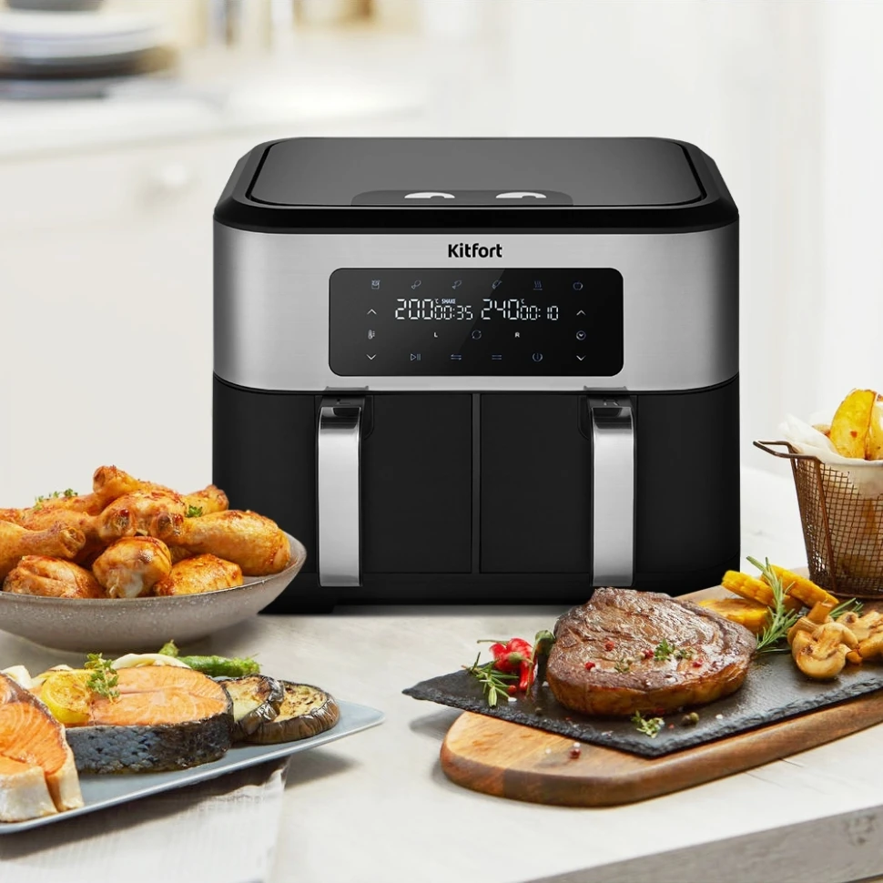 Аэрогриль Kitfort КТ-2249 2800Вт черный/серебристый  