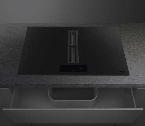 Индукционная стеклокерамич. панель с вытяжкой Smeg HOBD382MB2