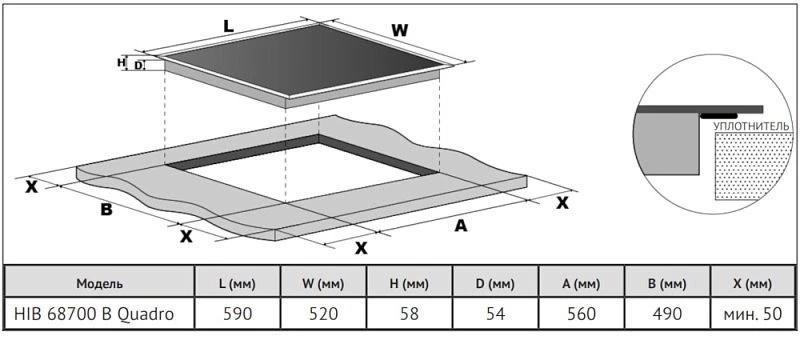 Индукционная варочная поверхность Korting HIB 68700 B Quadro черный