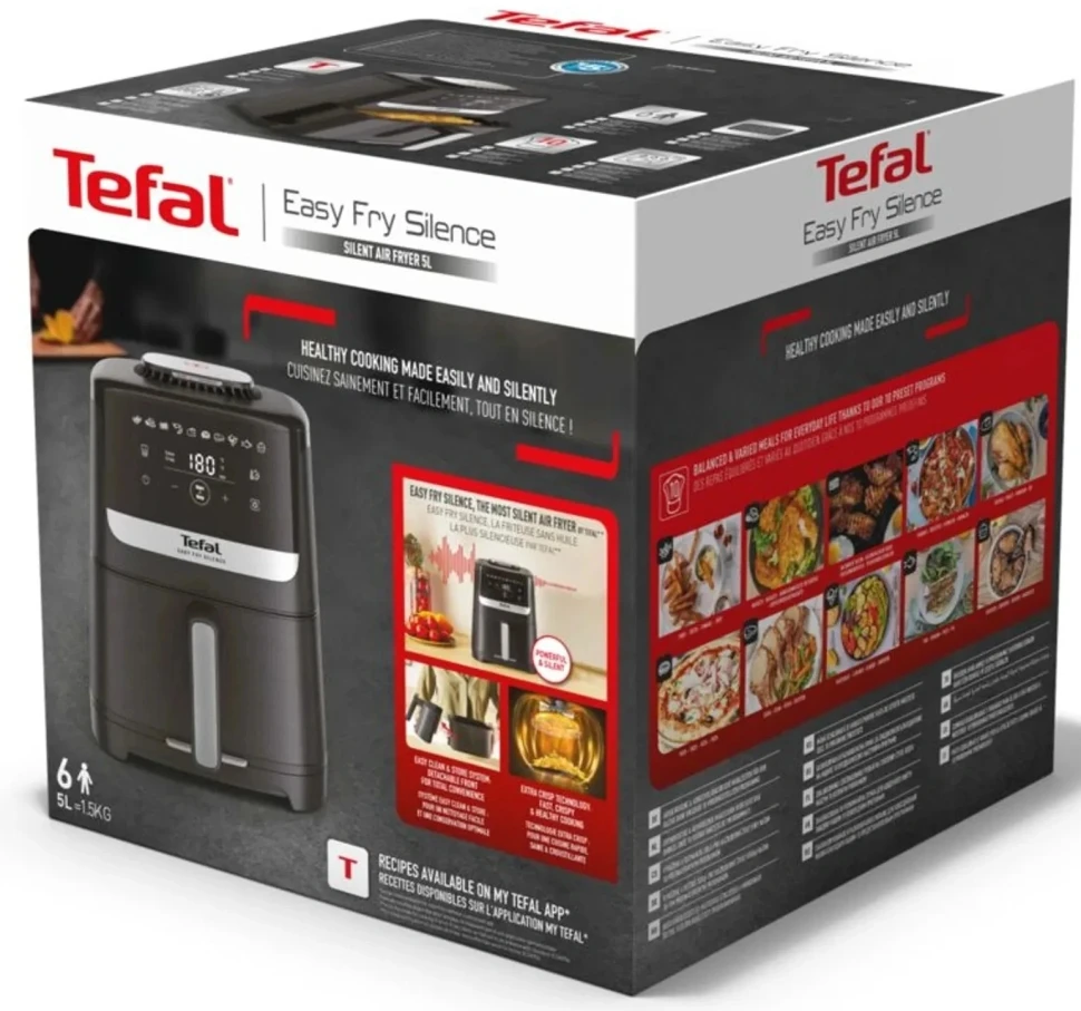 Аэрогриль Tefal EY5528E0 5л 1670Вт черный/серебристый (7211419374)  