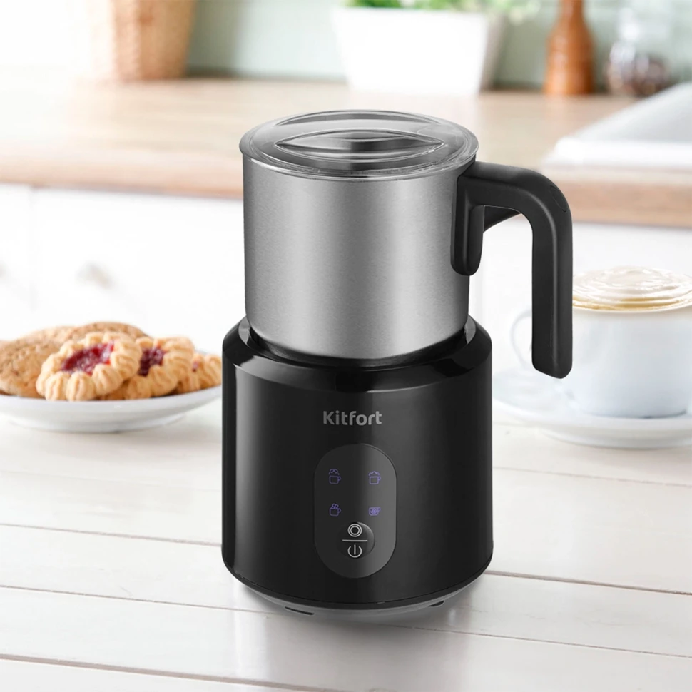 Капучинатор Kitfort КТ-793 стационар. 700мл черный/серебристый  