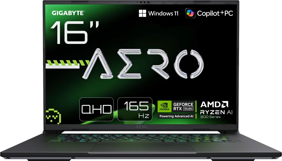 Ноутбук Gigabyte Aero X16 1WH Ryzen AI 7 350 32Gb SSD1Tb NVIDIA GeForce RTX 5070 8Gb 16" IPS QHD+ (2560x1600) Windows 11 Home silver WiFi BT Cam (1WH93KZC64DH)  