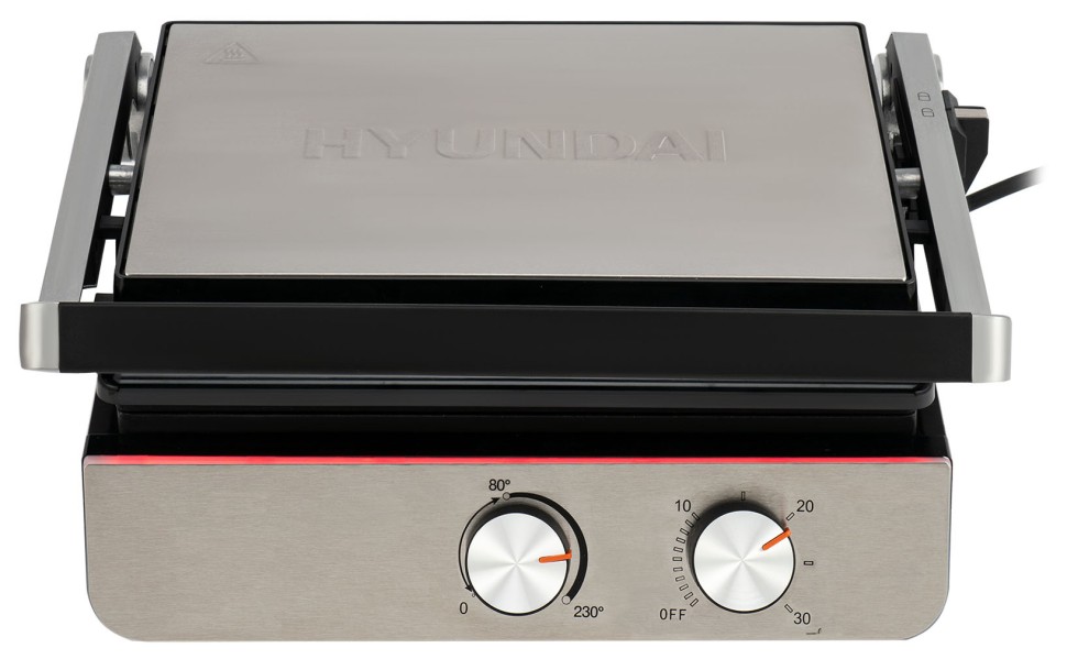 Электрогриль Hyundai HYG-5047 2200Вт серебристый/черный