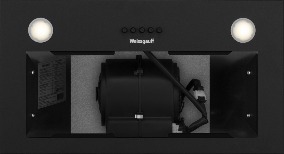 Вытяжка встраиваемая Weissgauff Leaf 600 PB Full Black Enamel черный управление: кнопочное (1 мотор)  