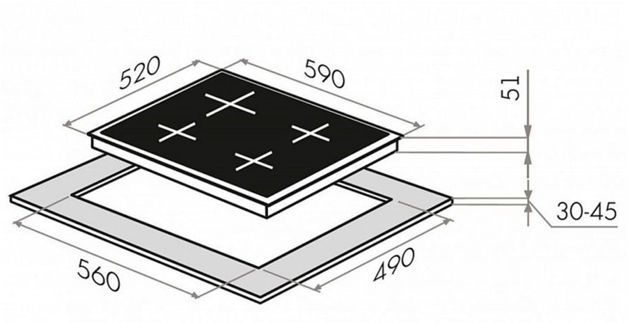 Варочная поверхность Maunfeld EEHS.64.4S нержавеющая сталь  