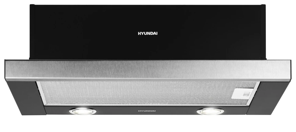 Вытяжка встраиваемая Hyundai HBH 6232 IX нержавеющая сталь/черный управление: кнопочное (1 мотор)  