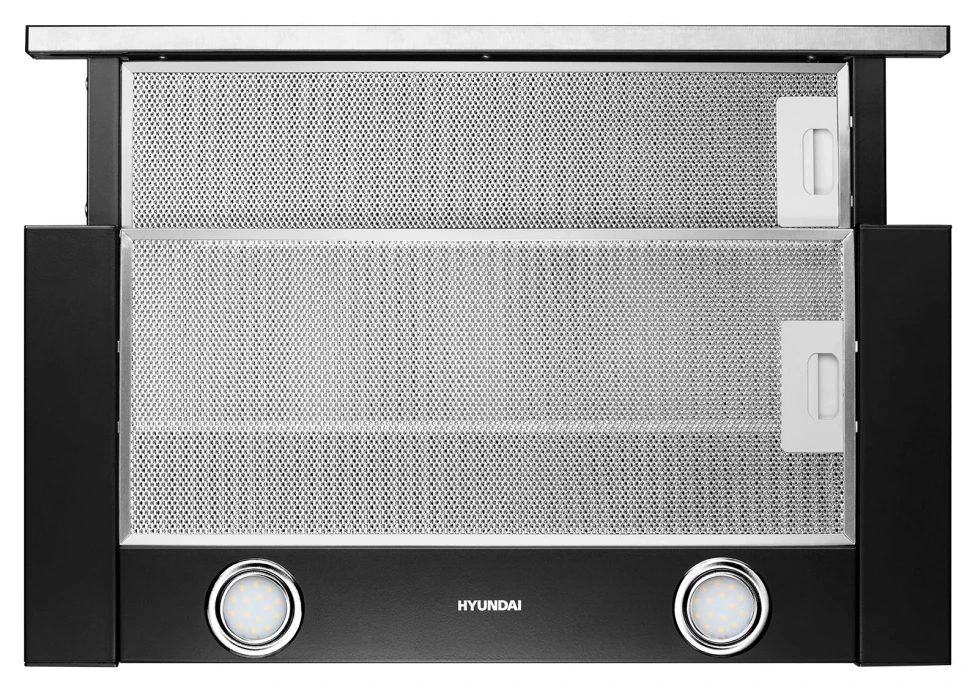 Вытяжка встраиваемая Hyundai HBH 6232 IX нержавеющая сталь/черный управление: кнопочное (1 мотор)  