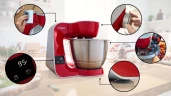 Кухонная машина Bosch Mum5 MUM5X планетар.вращ. 1000Вт красный/серый  