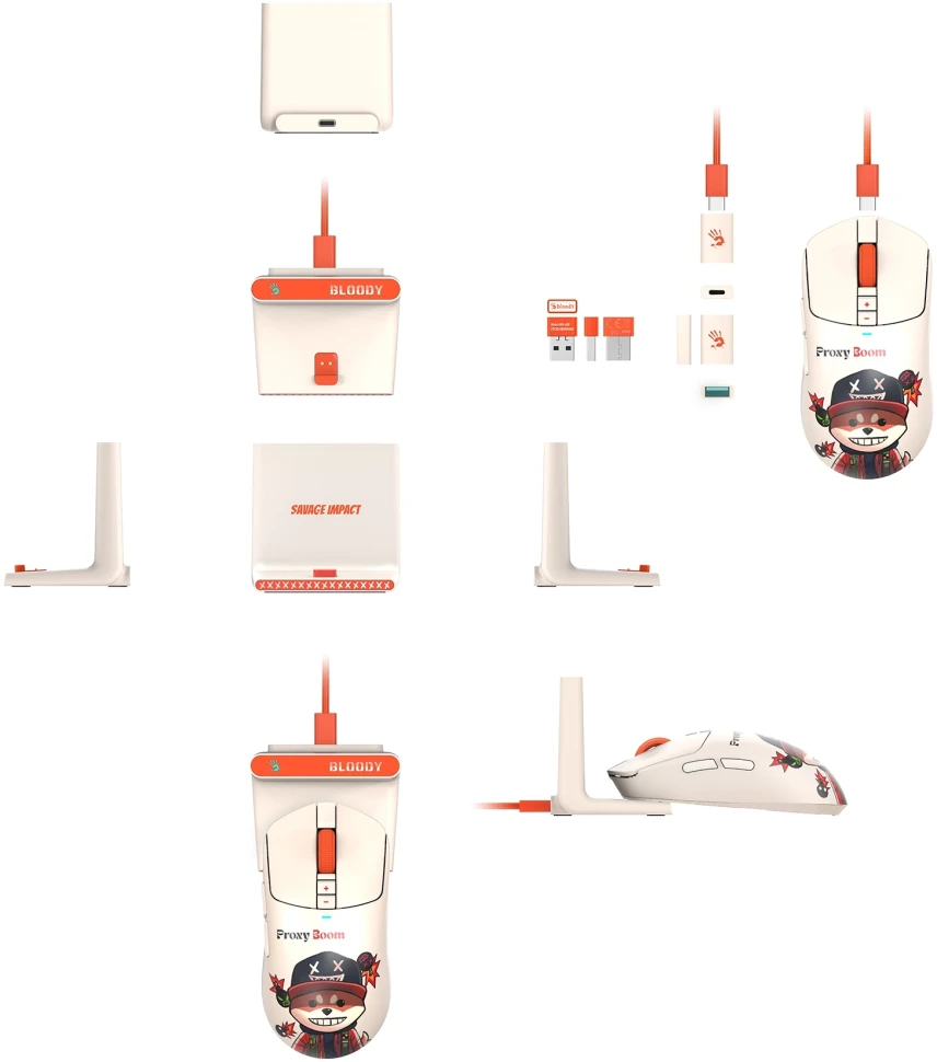 Мышь A4Tech Bloody R72 Ultra Duo Proxy Boom бежевый оптическая 20000dpi беспров. USB/USB-C 6but (R72 ULTRA DUO)  