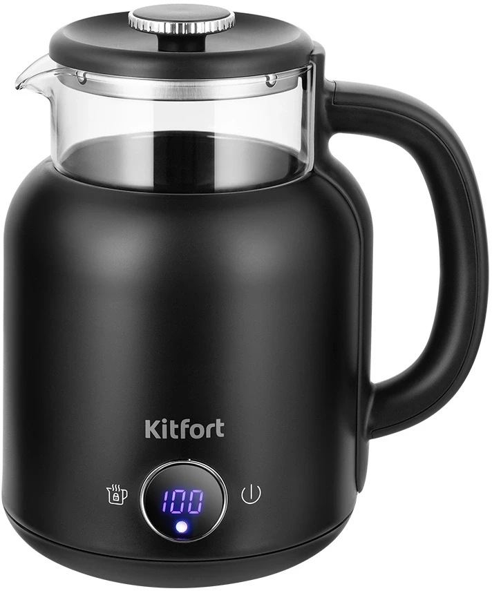 Чайник электрический Kitfort КТ-6725 1.5л. 1200Вт черный корпус: пластик/стекло  