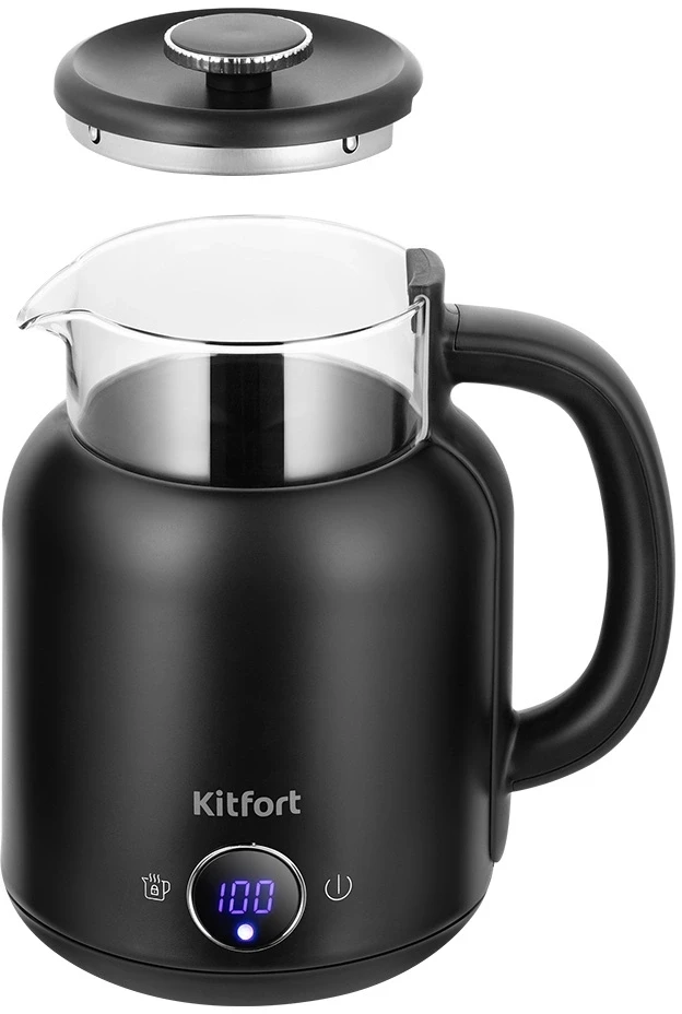 Чайник электрический Kitfort КТ-6725 1.5л. 1200Вт черный корпус: пластик/стекло  