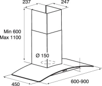 Вытяжка каминная Jet Air Tory P 60 INX нержавеющая сталь управление: кнопочное (1 мотор)