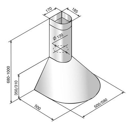 Вытяжка каминная Elikor Эпсилон 60П-430-П3Л белый/золотистый управление: ползунковое (1 мотор)