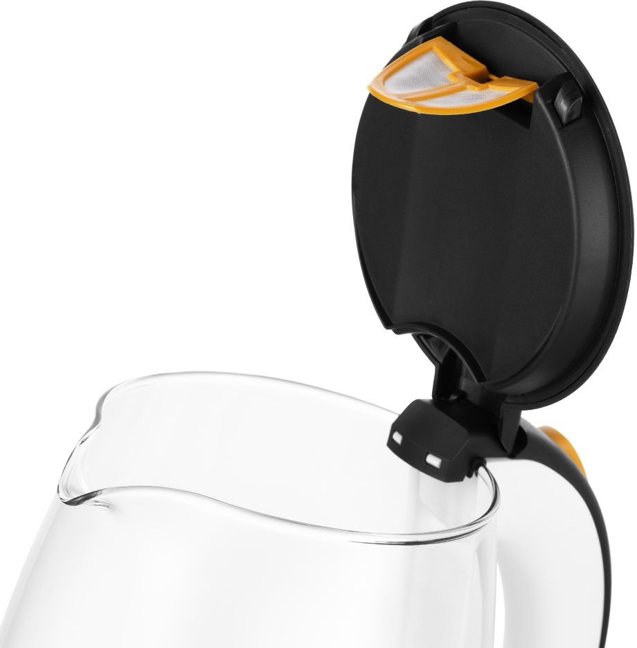 Чайник электрический Kitfort КТ-6199 2л. 2200Вт черный/белый корпус: стекло/металл/пластик  