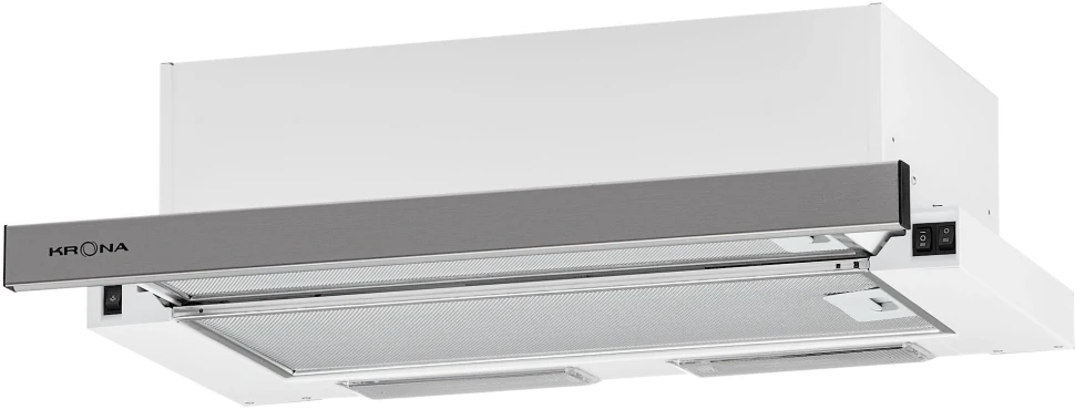 Вытяжка встраиваемая Krona Kamilla ECO 600 IX нержавеющая сталь/белый управление: кнопочное (1 мотор)  