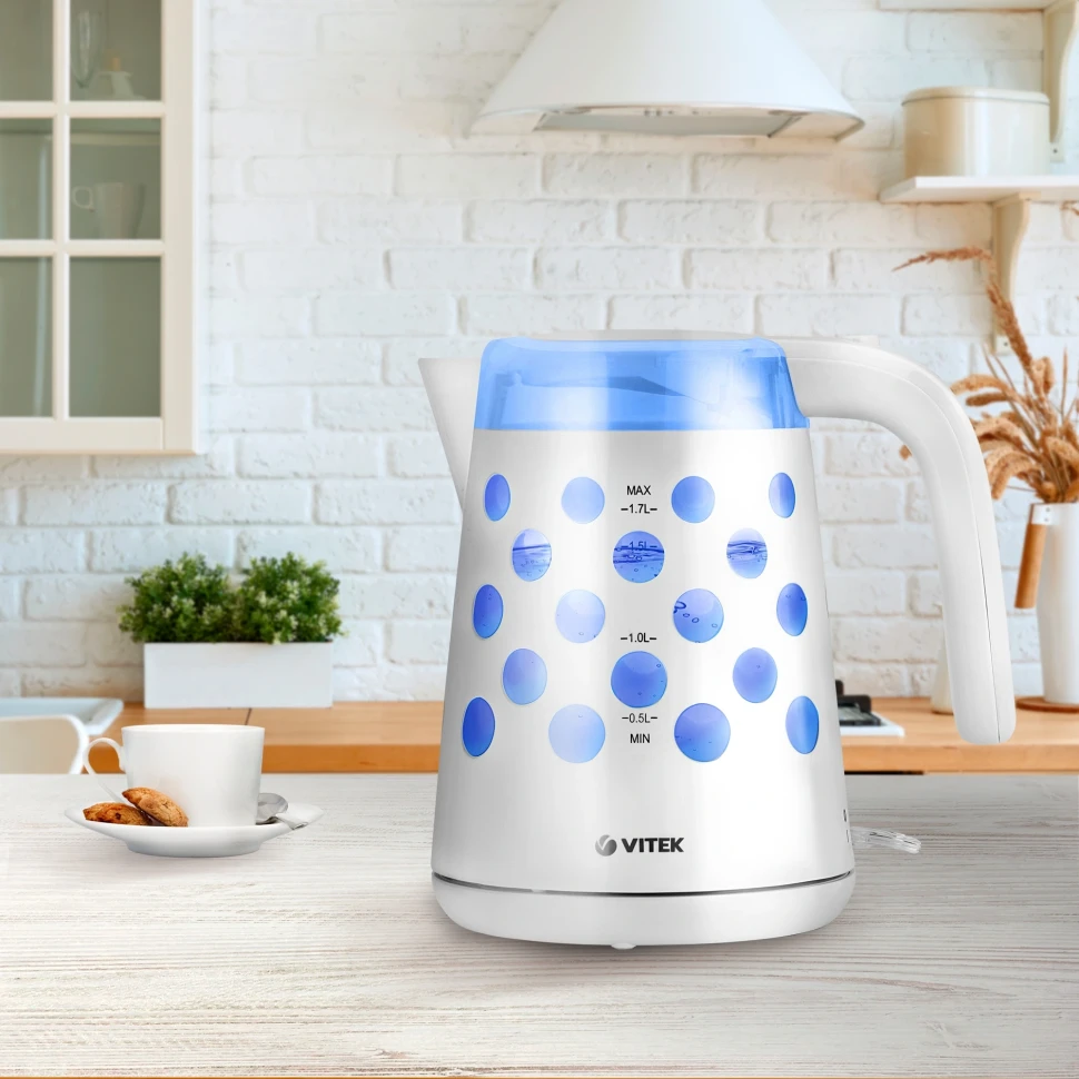 Чайник электрический Vitek VT-7048 1.7л. 2200Вт белый корпус: пластик  