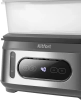 Пароварка Kitfort КТ-6280 3ярус. 1050Вт серый/серебристый