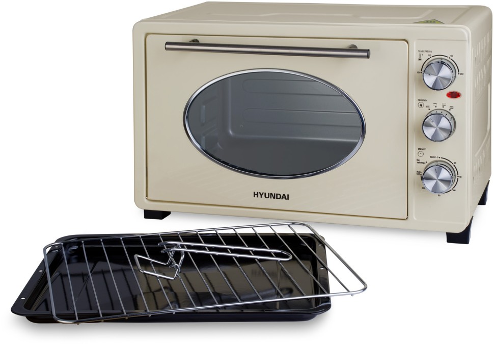 Мини-печь Hyundai MIO-HY084 33л. 1500Вт бежевый/хром