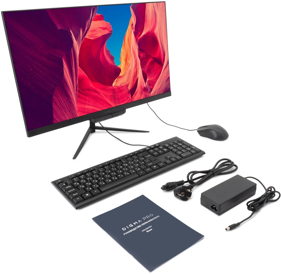 Моноблок Digma Pro Base 23.8" Full HD i3 12100 (3.3) 8Gb SSD512Gb UHDG 730 CR Windows 11 Pro GbitEth WiFi BT 90W клавиатура мышь Cam черный 1920x1080