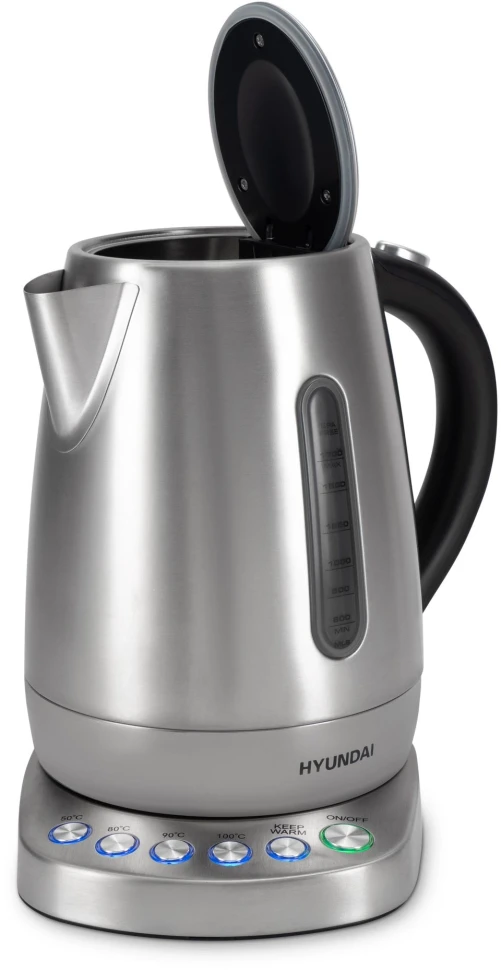 Чайник электрический Hyundai HYK-S7770 1.7л. 2200Вт серебристый/черный корпус: металл  