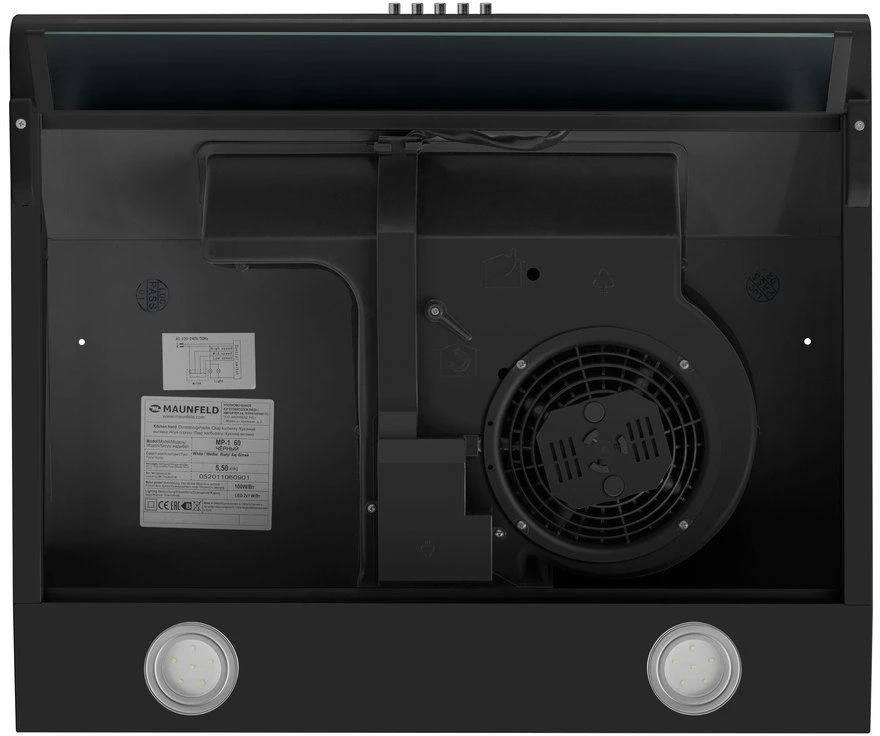 Вытяжка козырьковая Maunfeld MP-1 60 черный управление: кнопочное (1 мотор)  