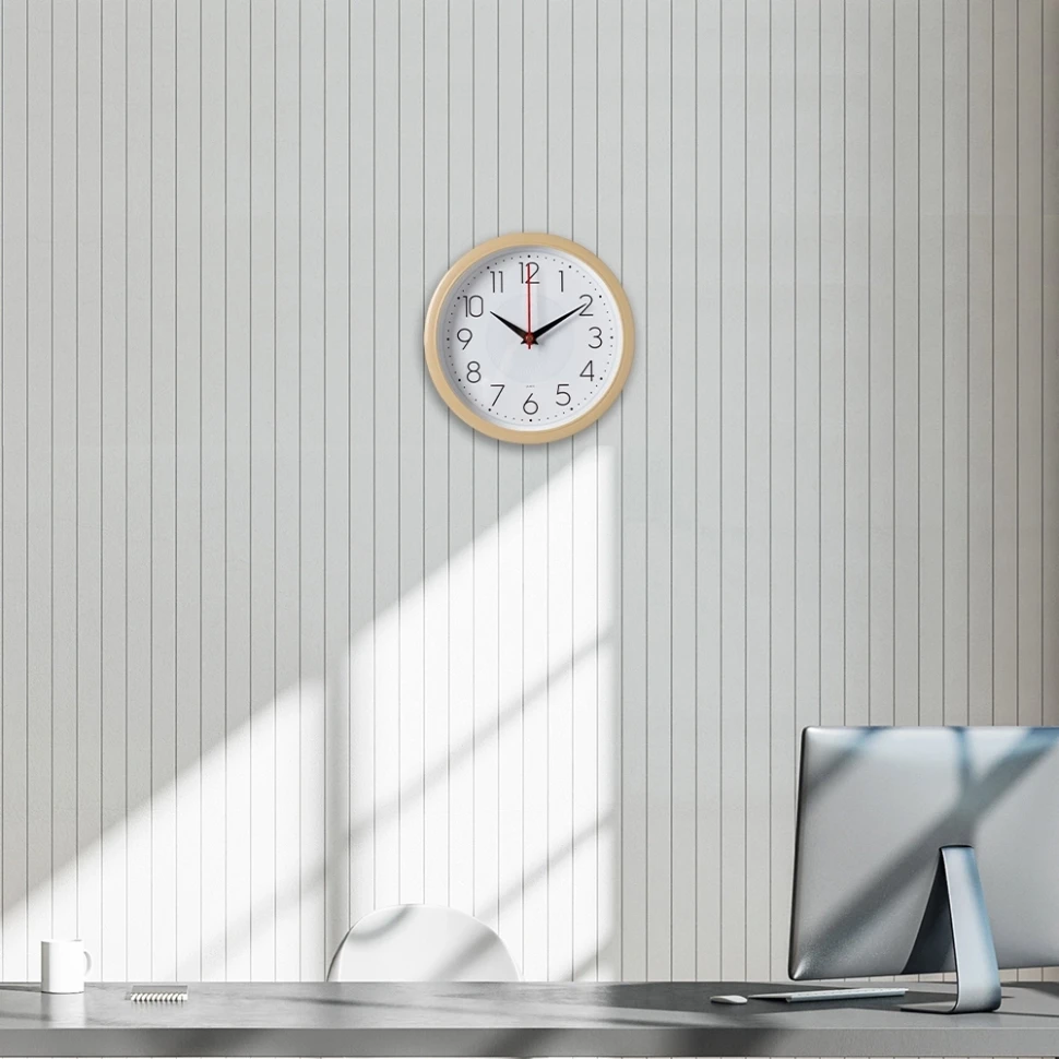 Часы настенные аналоговые Бюрократ WALLC-R83P D22см белый/бежевый (WALLC-R83P22/IVORY)  